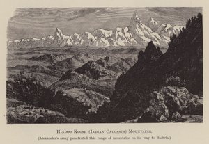 Hindoo Koosh, Hint Kafkasya, Dağlar (gravür) by English School