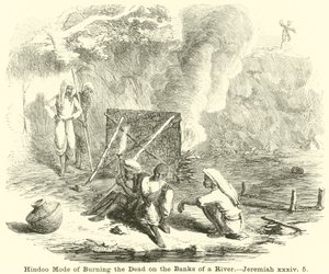 Bir Nehrin Kıyısında Ölüleri Yakma Hindoo Modu, Jeremiah, xxxiv, 5 by English School