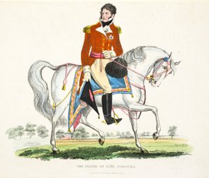 Ekselansları, Büyük Britanya Prensi Vekili, pub. Richard Evans, engr Romney, William Mudford, 1816 (renkli gravür) tarafından Waterloo Savaşı