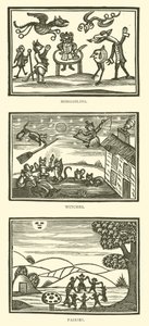Hobgoblinler, cadılar, periler (tahta baskı) by English School