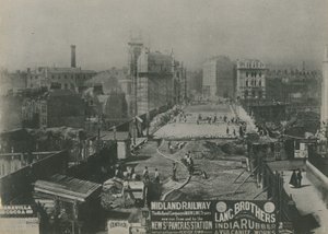 1869 yılında yapım aşamasında Holborn Viyadüğü by English School