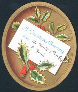 Holly ve çilek plaket, Noel kartı by English School