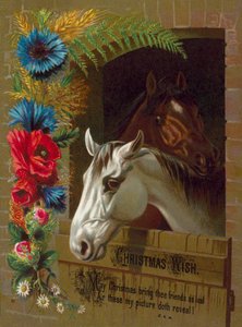 Ahırdaki atlar (chromolitho) by English School