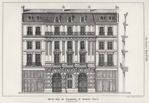 Otel, Rue Du Faubourg St Honore, Paris (gravür) by English School