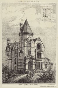 Putney Hill Evi, Surrey (gravür) by English School
