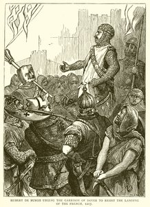 Hubert de Burgh, Dover Garnizonunu Fransızların çıkartmasına direnmeye çağırıyor, 1217 by English School