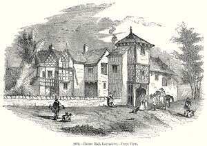 Hulme Hall, Laneashire. - Önden Görünüm (gravür) by English School