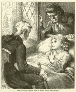 "Annemden başka hiçbir yere gitmeyeceğim, o da dünyada değil" (gravür) by English School