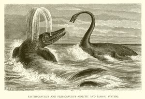 Ichthyosaurus ve Plesiosaurus, Oolitik ve Lias Sistemi by English School
