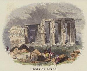 Mısır putları (renkli gravür) by English School