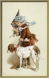 Köpek gezdiren genç bir kızı gösteren çizim by English School
