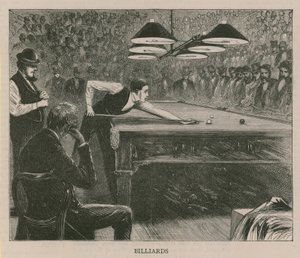 Bilardo oynayan erkekleri gösteren çizim by English School