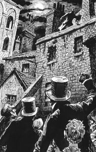 Charles Dickens tarafından Oliver Twist için illüstrasyon (kalem ve mürekkep) by English School