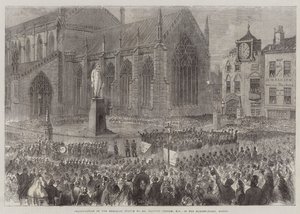 Anıt Heykelin Açılışı, Bay Herbert Ingram, Milletvekili, Market-Place, Boston (gravür) by English School