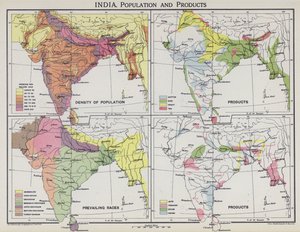 Hindistan, nüfus ve ürünler (renkli taş) by English School