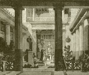 Tanrıça Hestia Heykeli Olan Bir Rum Evinin İç Avlusu