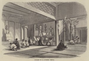 Bir Japon Tapınağının İçi (gravür) by English School