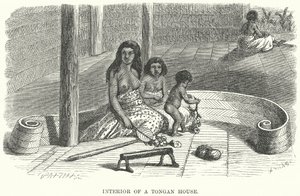 Bir Tonga Evinin İç Mekanı (gravür) by English School