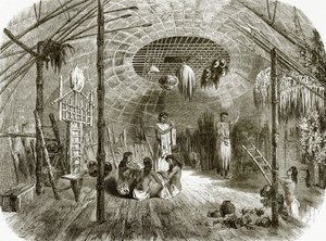 Kar-Nikobar adasında bir kulübenin içi by English School