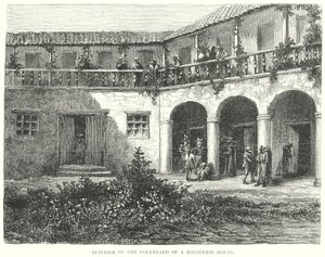Bir Bolognese Evinin Avlusunun İç Mekanı (gravür) by English School