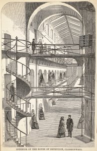 Gözaltı Evinin İçi, Clerkenwell, Londra Suçlu Hapishanelerinden bir çizim ve Henry Mayhew ve John Binny tarafından Hapishane Hayatından Sahneler, pub. 1862 by English School