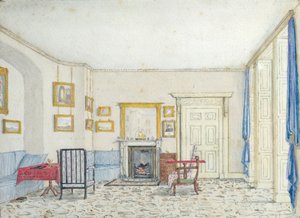 Curzon Caddesi'ndeki iç mekan, c.1830 (kağıt üzerinde kalem ve mürekkepli tuvalet) by English School