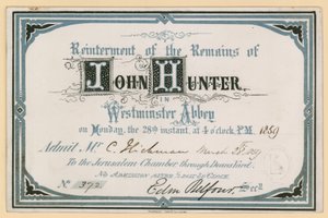 John Hunters'ın Yeniden Gömülmesine Davet, Londra, Westminster Abbey'de kalıyor, 28 Mart 1859 by English School
