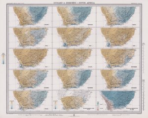 İzobarlar ve İzohyetler, Güney Afrika (renkli lito) by English School