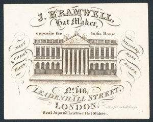 J Bramwell, şapka üreticisi, ticari kart by English School