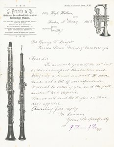 J Francis & Co, askeri, bando ve orkestra enstrümanı yapımcıları by English School