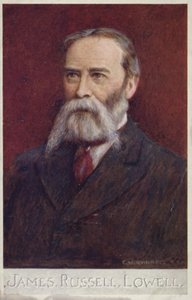 James Russell Lowell (1819-1891), Amerikalı şair ve diplomat (renkli taş baskı) by English School
