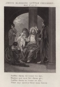 İsa küçük çocukları kutsuyor, Mark X, ver 15 (gravür) by English School