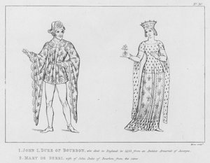 John 1, Bourbon Dükü, Mary de Berri (gravür) by English School