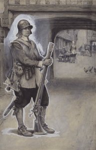 John Bunyan bir asker olarak (kağıt üzerinde guaj) by English School