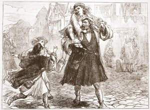 John Luther oğlunu okula götürüyor, James Aitken Wylie (1808-1890) tarafından yazılan Protestanlığın Tarihinden bir örnek, pub. 1878 by English School