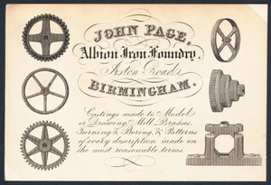 John Page, Albion Demir Dökümhanesi, ticari kart by English School