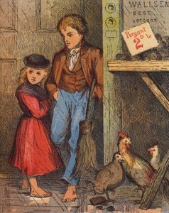 John ve Nelly barınıyor (renkli taş baskı) by English School