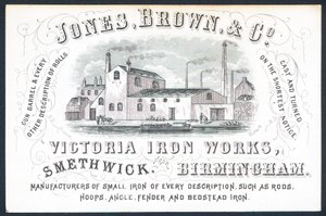 Jones, Brown & Co, Victoria Iron Works, ticari kart by English School