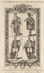 Julius Cesar, Bir Danimarkalı General, Egbert ve Ethelwolf, Edward Barnard'ın 'İngiltere Krallarının Portreleri ve Elbiseleri...' kitabından illüstrasyon by English School