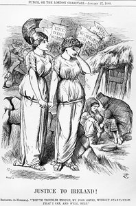 Justice to Ireland!, Joseph Swain tarafından kazınmış, Punch, 17 Ocak 1880 by English School