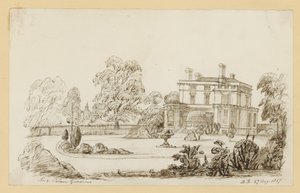 Kensington Sarayı Bahçeleri; 27 Ağustos 1857 tarihli (kağıt üzerine mürekkep) by English School