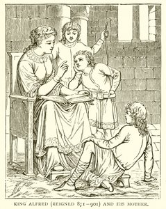 Kral Alfred (871-901) ve annesi by English School