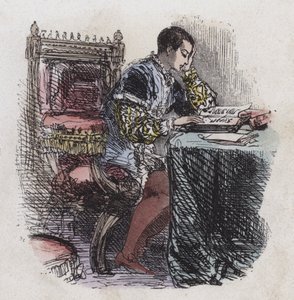 King Edward VI okuması (renkli gravür) by English School