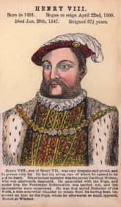 Kral Henry VIII (renkli gravür) by English School