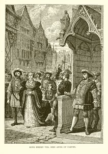 Kral Henry VIII Cleves'li Anne'yi Görüyor (gravür) by English School