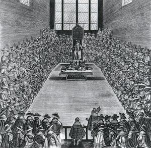 Kral I. James (1566-1625), Parlamento Evlerinde, 1624 by English School