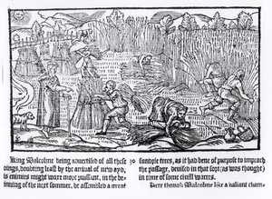 İskoçya Kralı Malcolm Tarım İşçiliğini Gözlemliyor, 1586 by English School