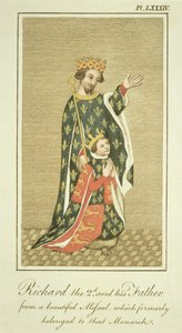 Kral II. Richard (1367-1400) ve babası Edward (1330-76) Kara Prens, The Complete View of the Complete View of the People of the People of England Cilt II, 1799 (renkli) by English School