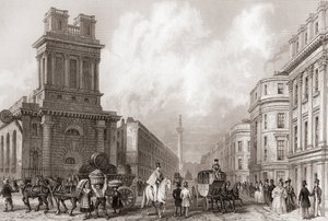 King William Street ve St Mary Woolnoth, Londra, İngiltere by English School