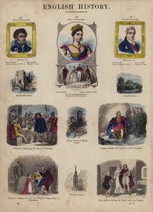 İngiltere Kralı ve Kraliçeleri (renkli gravür) by English School